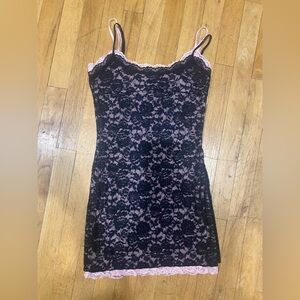 White fox black and pink layered lace dress/camisole. Size small.